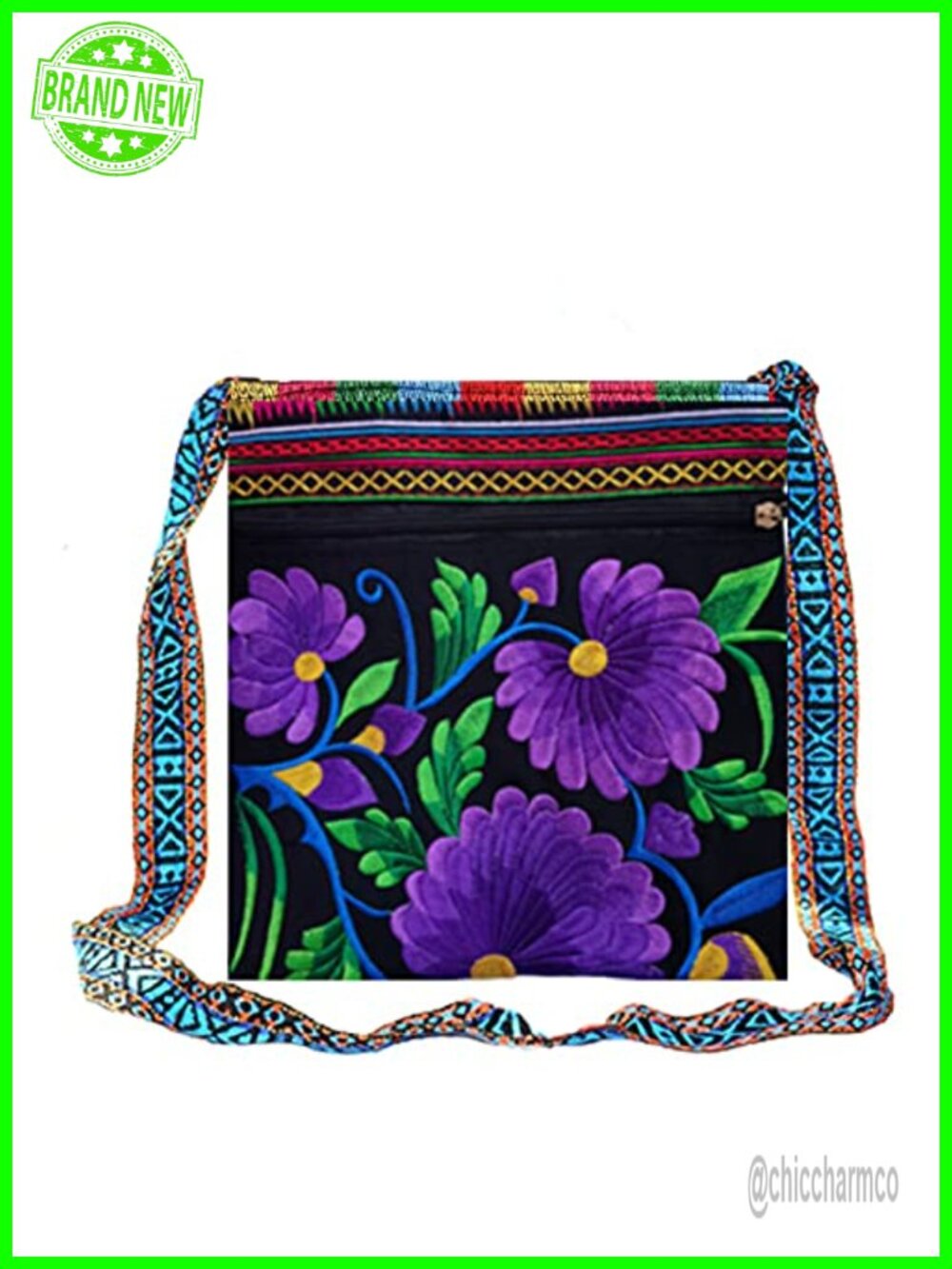 Embroidered Crossbody Shoulder Bag Boho Purse for Women Travel